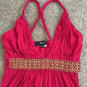 Sky Tops - Sky Brand Red Gold Chain Waist Band Top Size XS Sky Tops - Sky Brand Red Gold Chain Waist Band Top Size XS